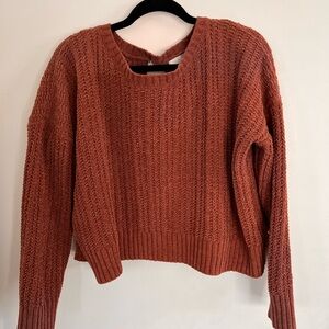 Pink Rose Mauve Tan Chunky Knit Open Back Sweater Medium Target